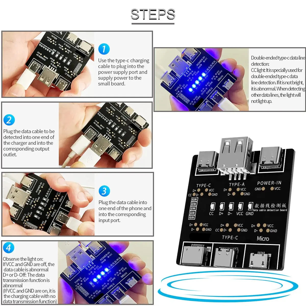1-3 pièces, testeur USB DT3, c - Micro Usb Cable avis et prix